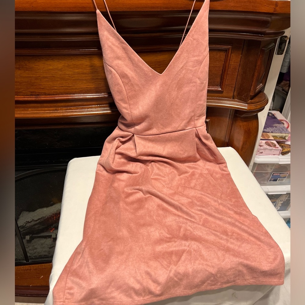 “Violets blue” Pink suede dress